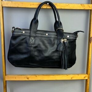 Cuore&Pelle black pebbled leather shoulder/tote purse with Crossbody strap NWT